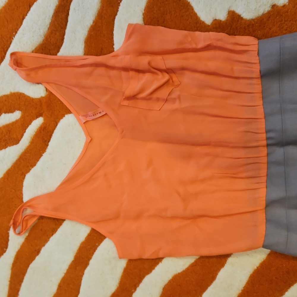 Eight Sixty Coral and Gray Sleeveless Dress - Picture 3 of 6